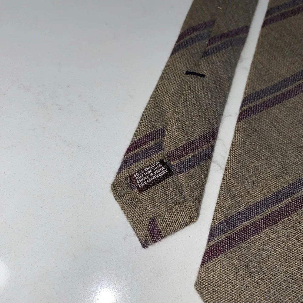 Alexander Olch New York English Cotton & Wool Ties Striped Skinny Business USA